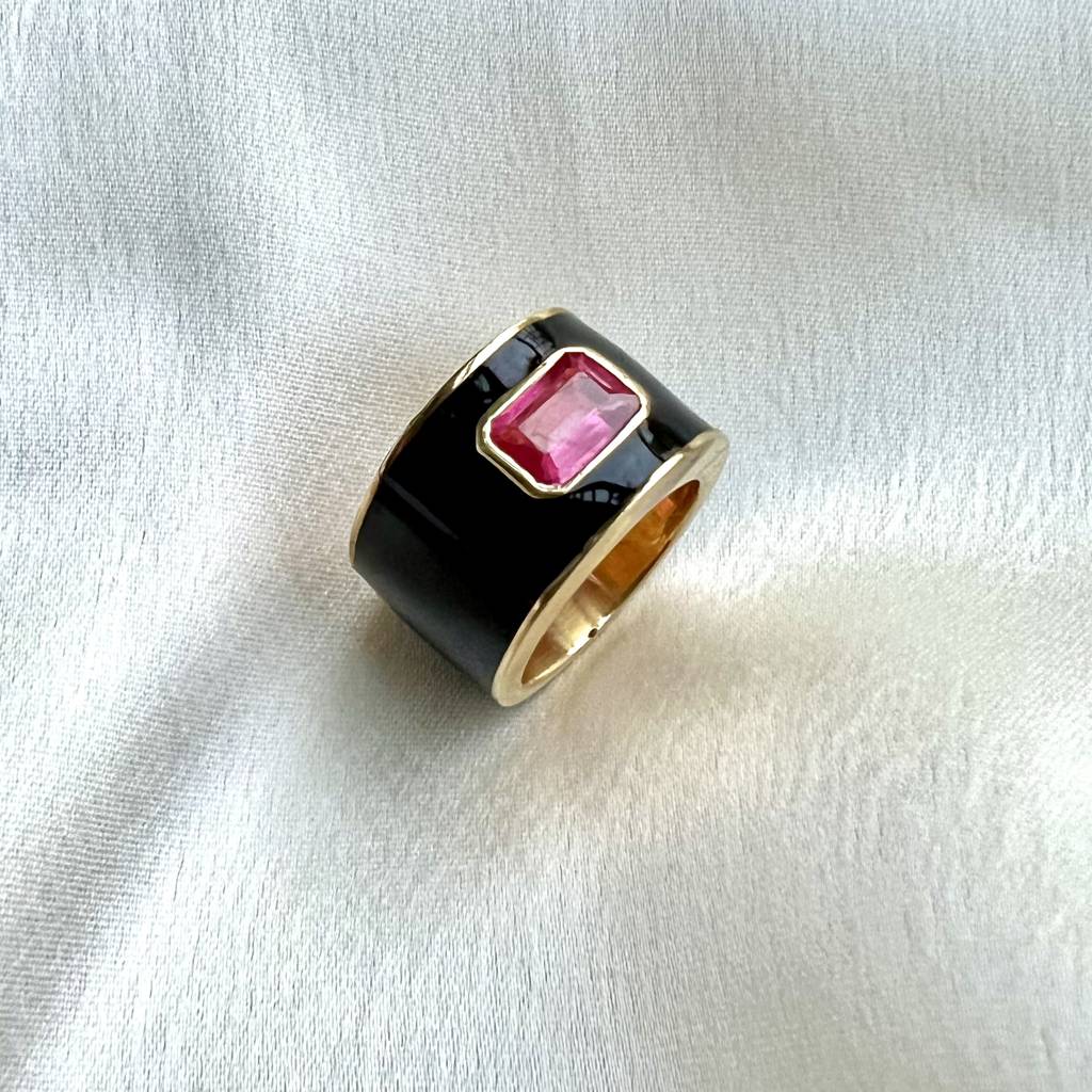 Black Enamel Ring : RU-RG-01