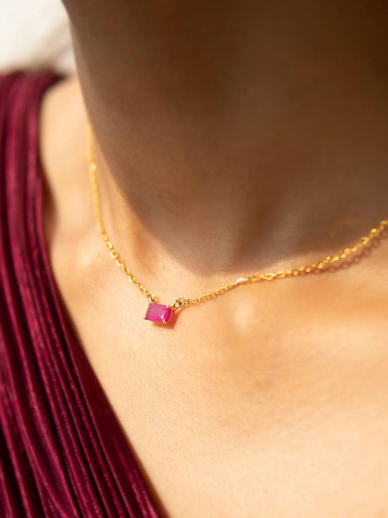 Stac Solo Rectangle Ruby Necklace