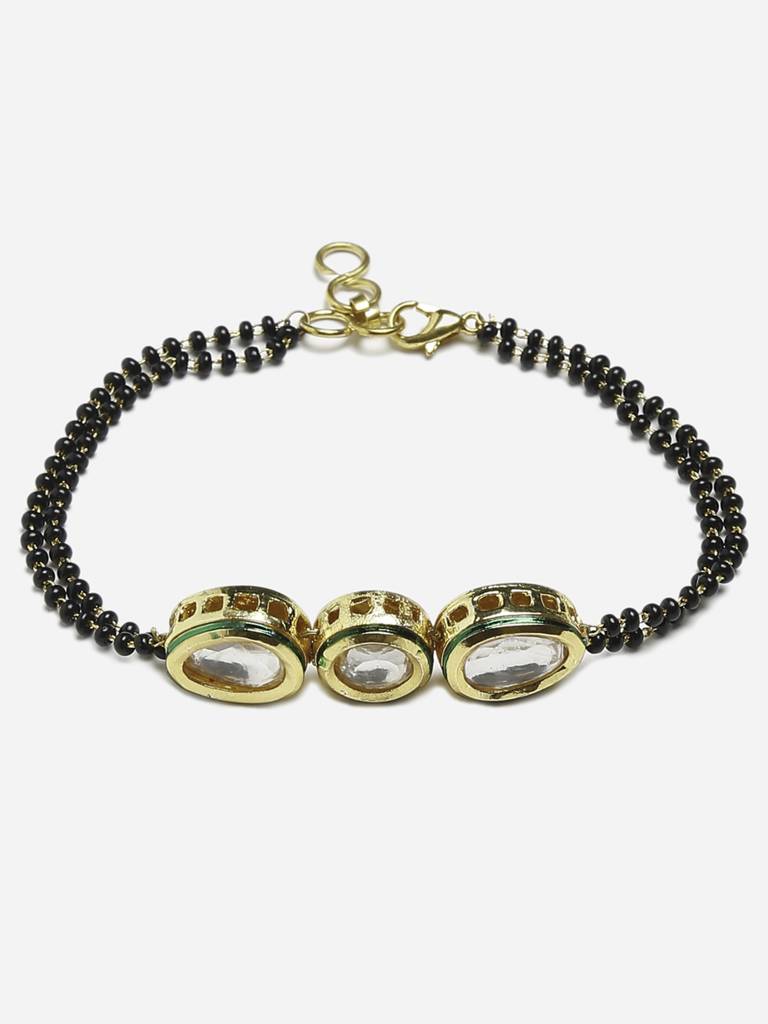 Black Beaded Kundan Bracelet Mangalsutra : RUBYM102