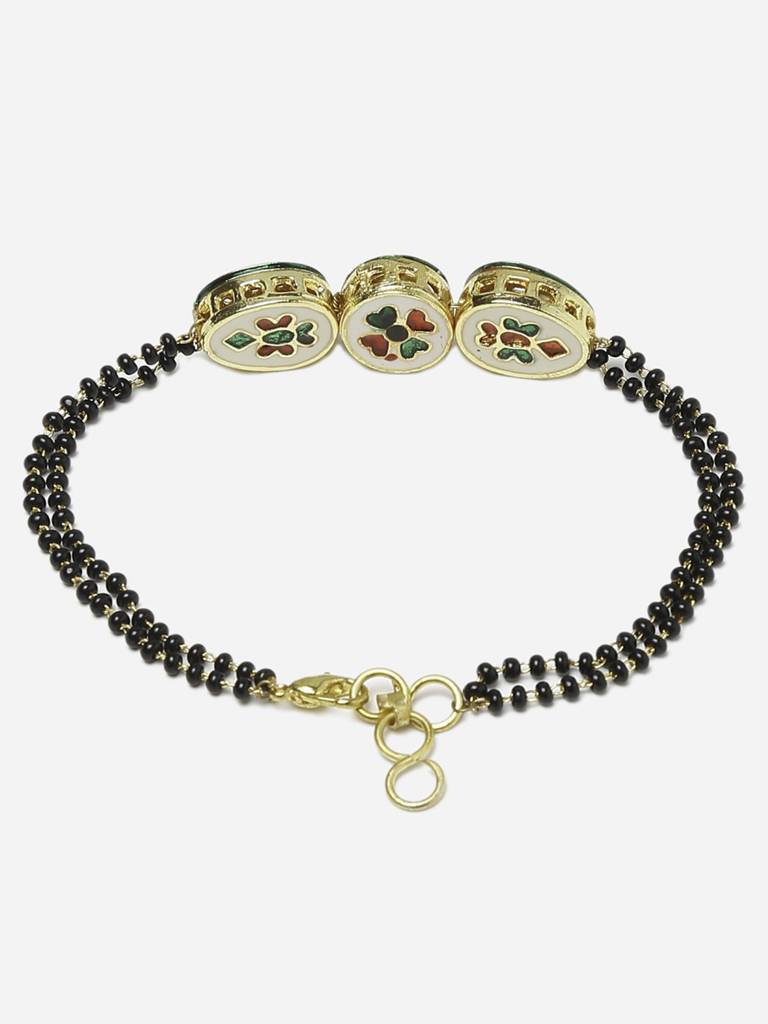 Black Beaded Kundan Bracelet Mangalsutra : RUBYM102