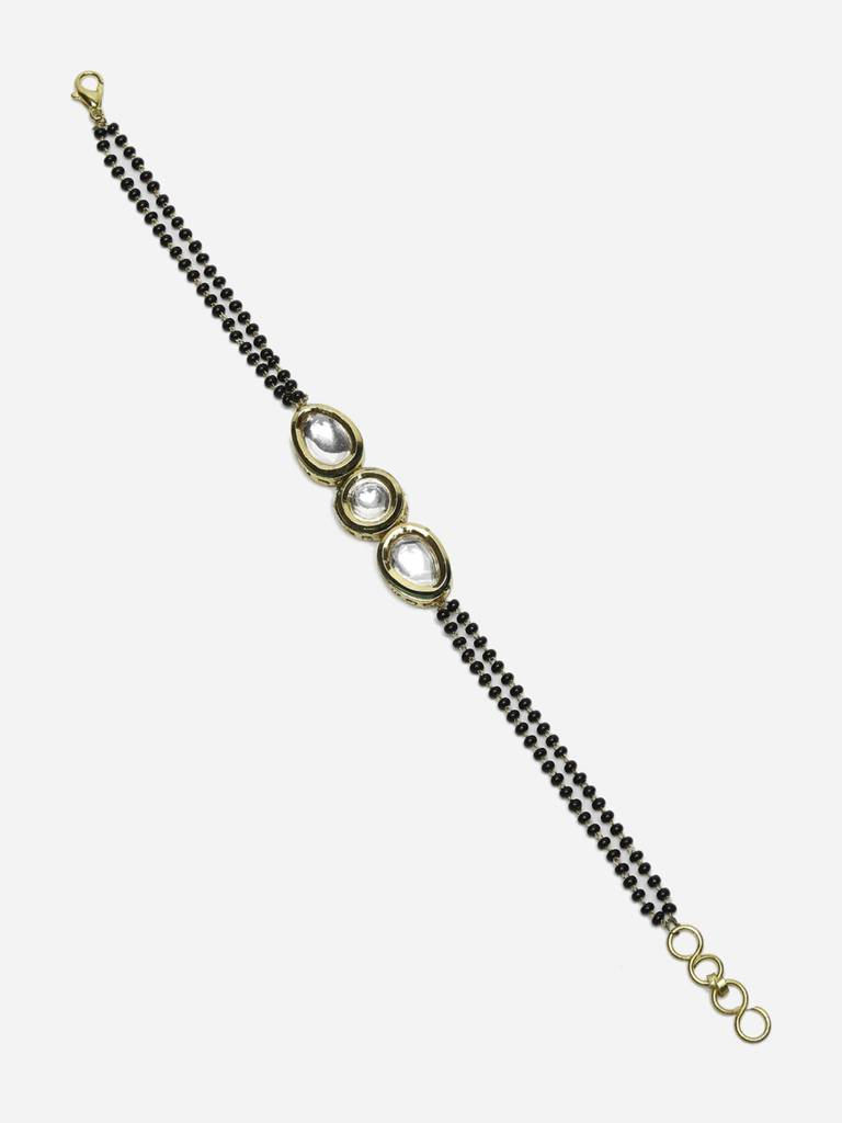 Black Beaded Kundan Bracelet Mangalsutra : RUBYM102