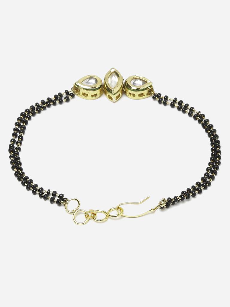 Sqaure And Boat Shaped Kundan Bracelet Mangalsutra : RUBYM105