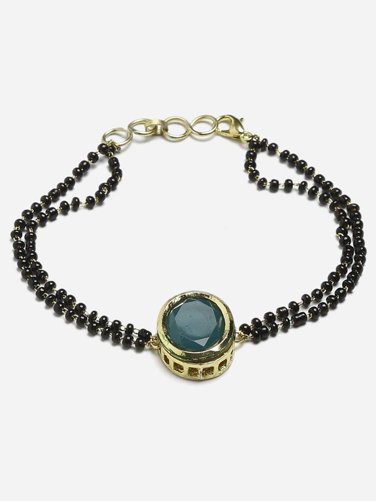 Green Oval Kundan Bracelet Mangalsutra : RUBYM110