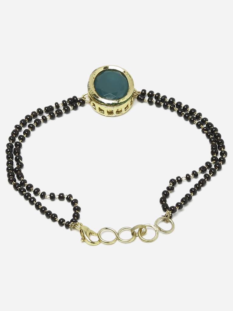 Green Oval Kundan Bracelet Mangalsutra : RUBYM110