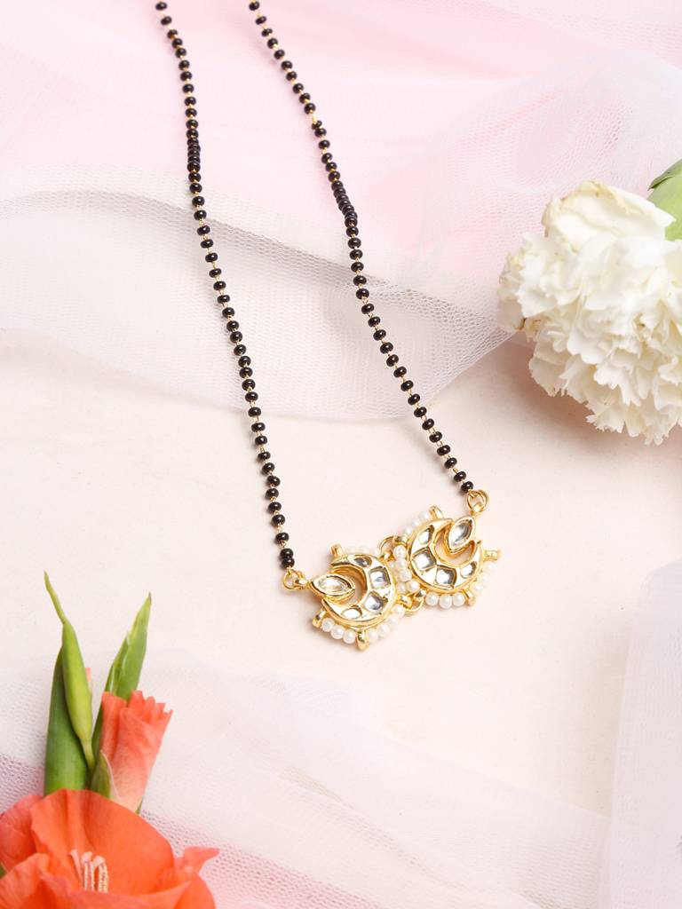 Half Moon Pearl Kundan Mangalsutra : RUBYM115
