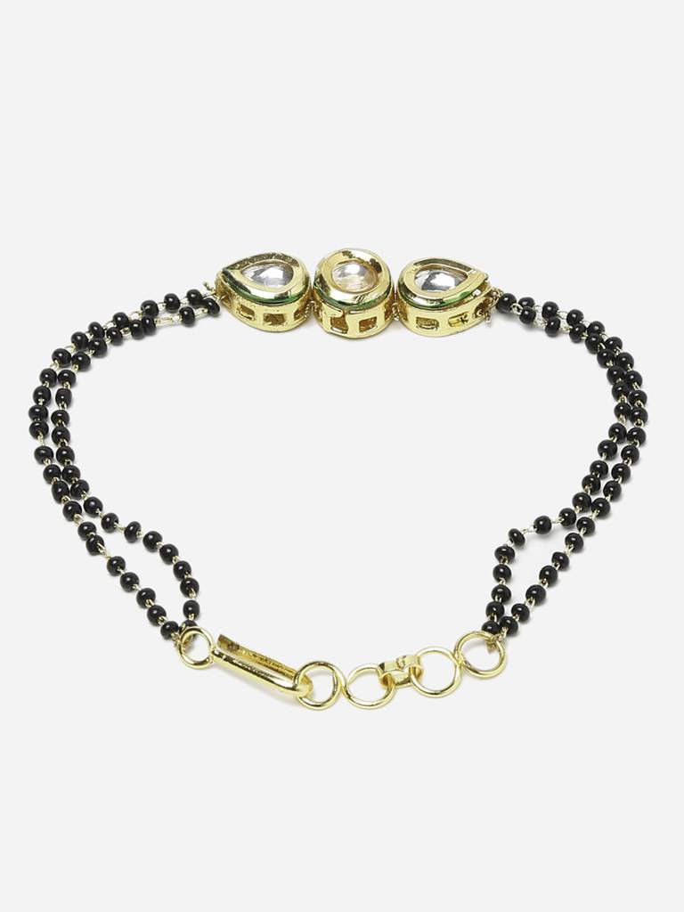 Black & Gold-Toned Kundan Bracelet Mangalsutra : RUBYM117