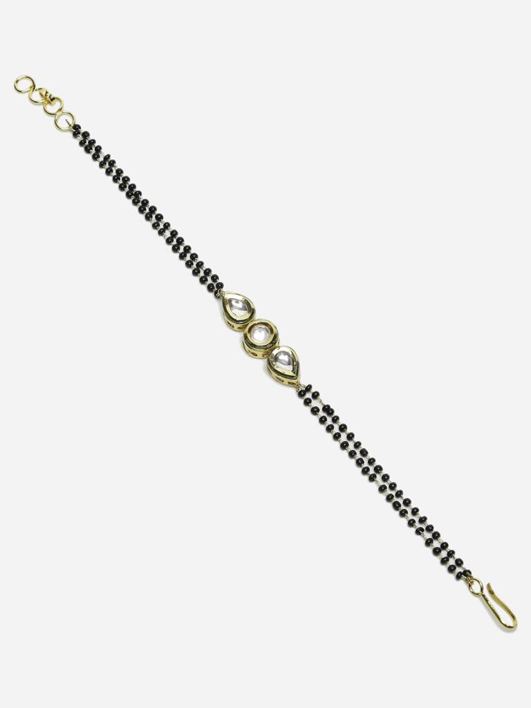 Black & Gold-Toned Kundan Bracelet Mangalsutra : RUBYM117