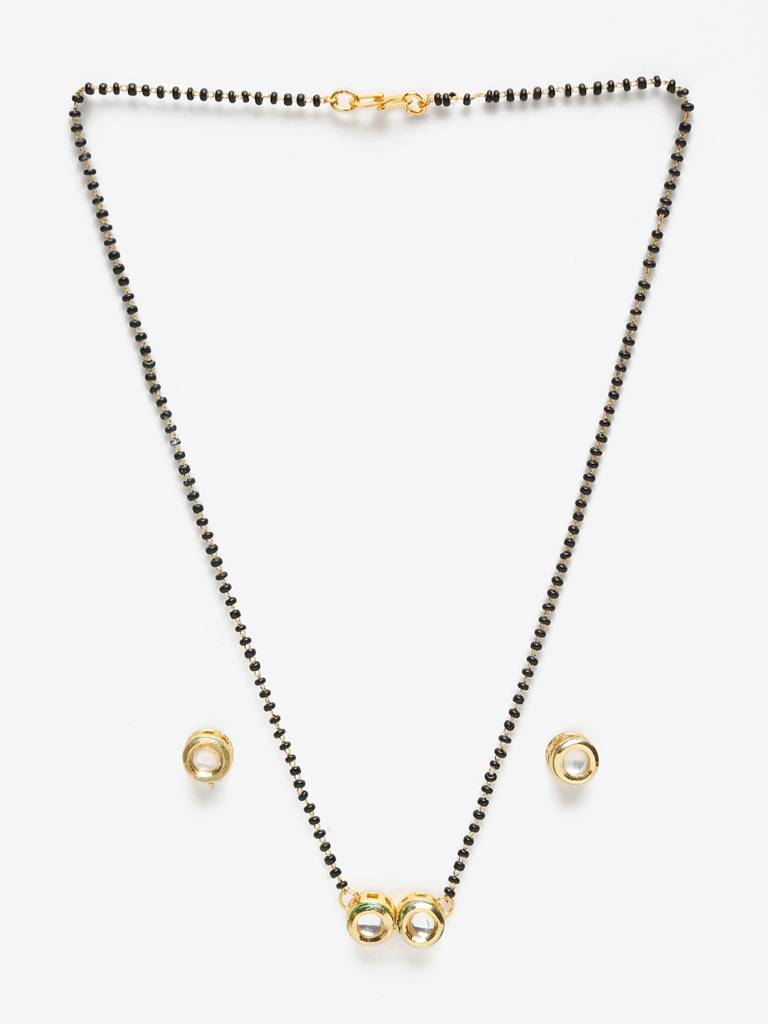 Small Round Kundan Mangalsutra With Studs : RUBYM120