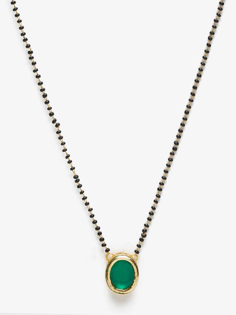 Oval Shaped Green Kundan Mangalsutra : RUBYM123