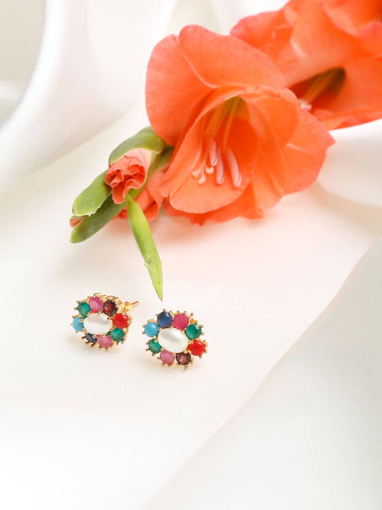 Multi Pearl Studs : RUBYM12