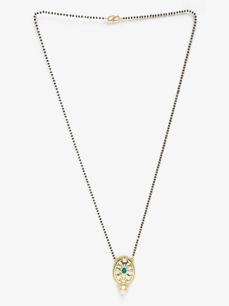 Oval Kundan Mangalsutra With Pearl Drop : RUBYM131