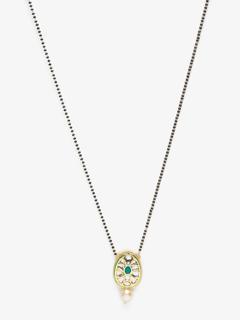 Oval Kundan Mangalsutra With Pearl Drop : RUBYM131