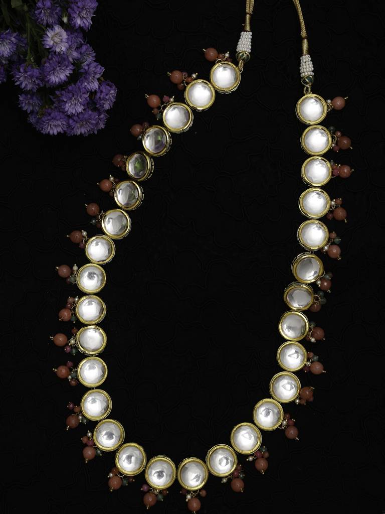Long Round Kundan Neckpiece : RUBYM134