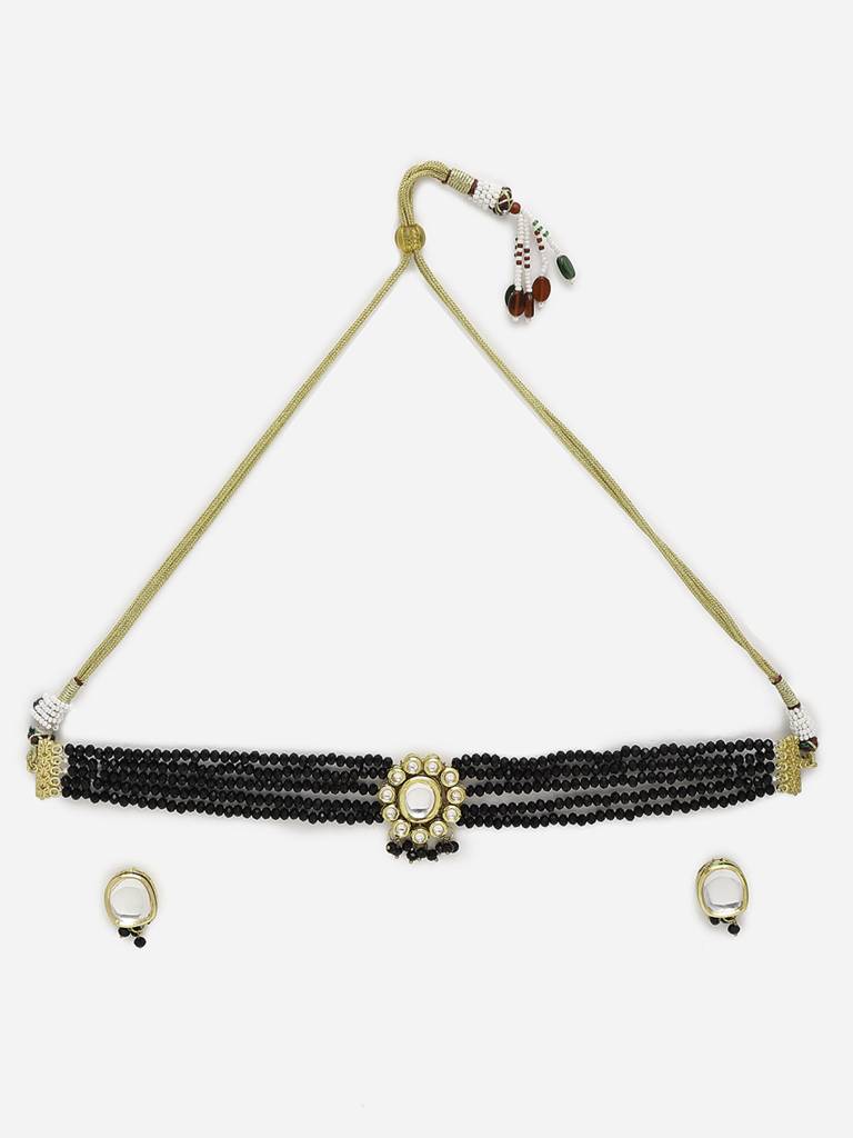 Black Onyx Kundan Choker With Studs : RUBYM139