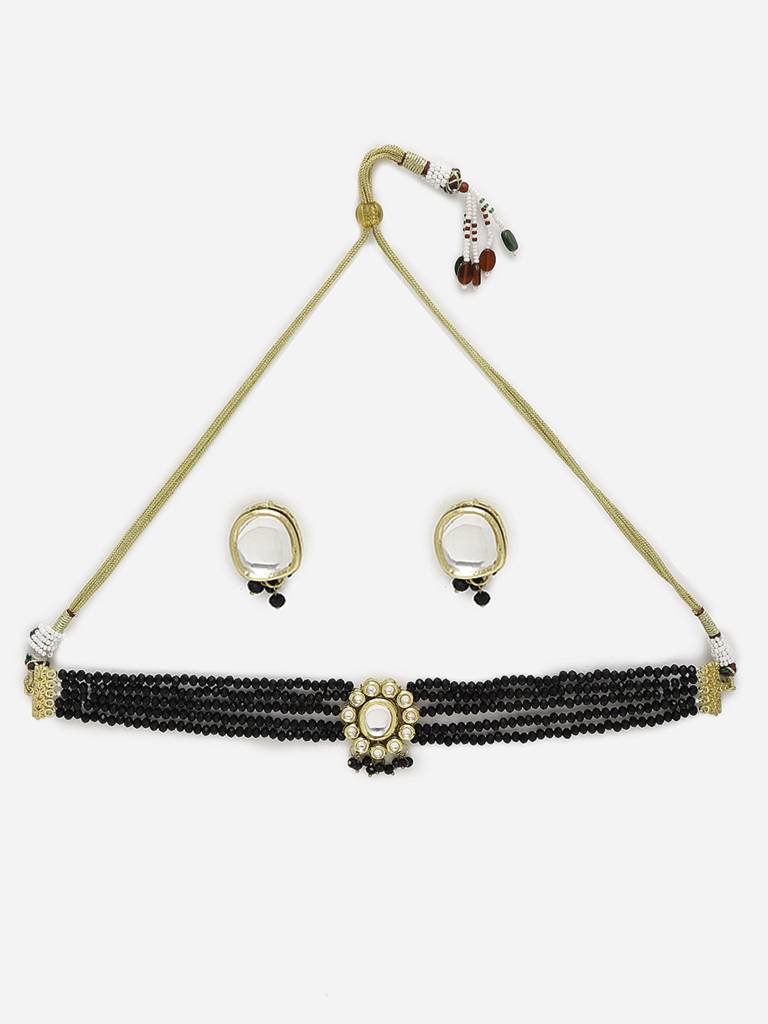 Black Onyx Kundan Choker With Studs : RUBYM139