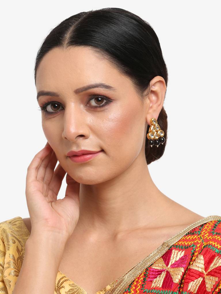 Black Kundan Earrings : RUBYM13