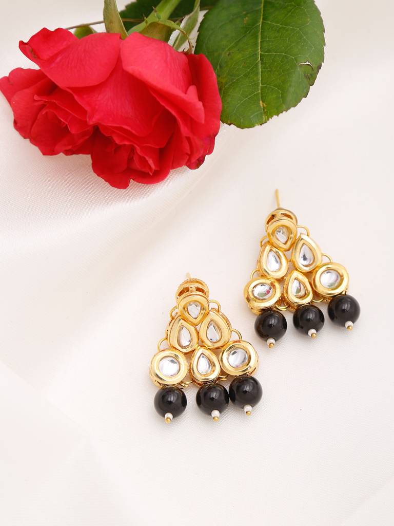 Black Kundan Earrings : RUBYM13