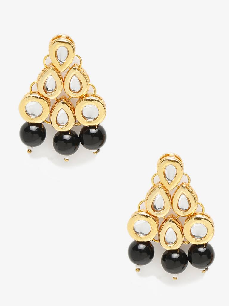 Black Kundan Earrings : RUBYM13