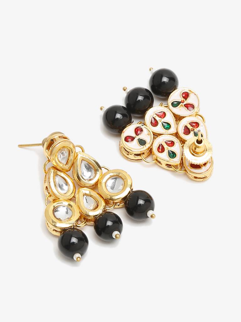 Black Kundan Earrings : RUBYM13