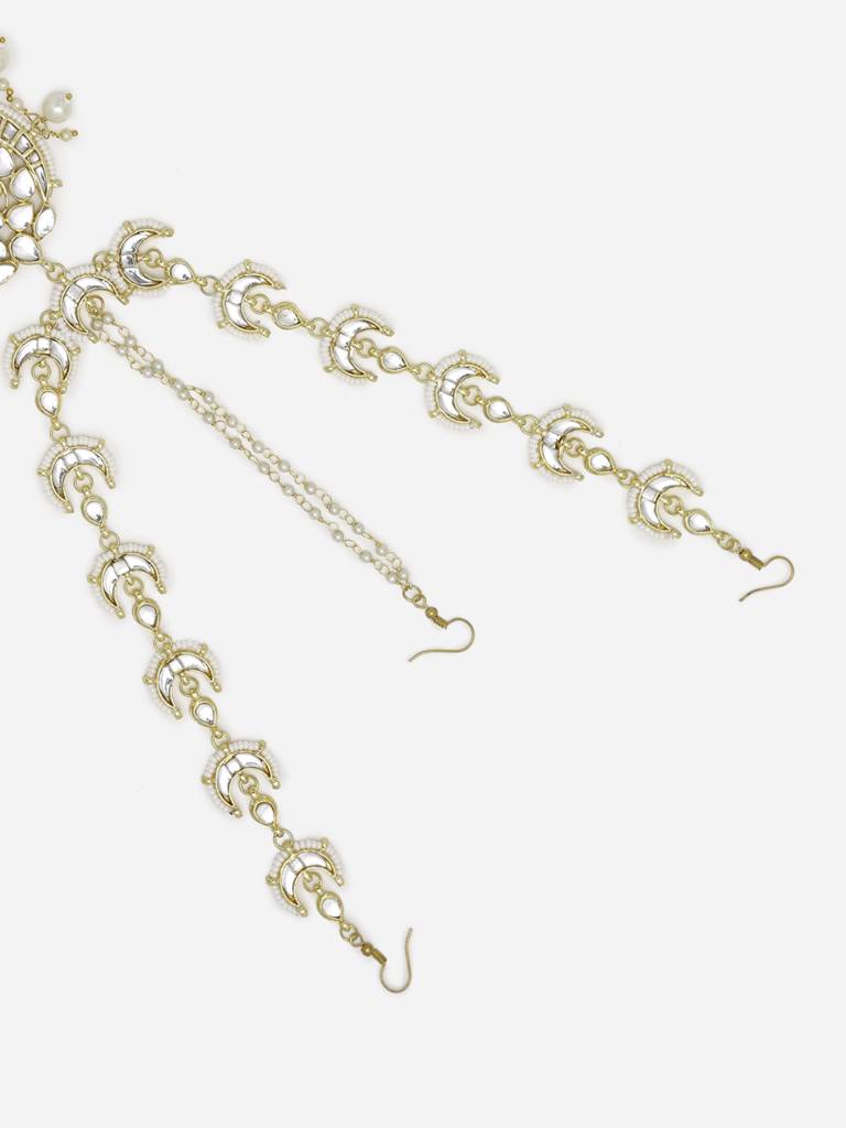 Gold-Plated & White Kundan Matha Patti : RUBYM144