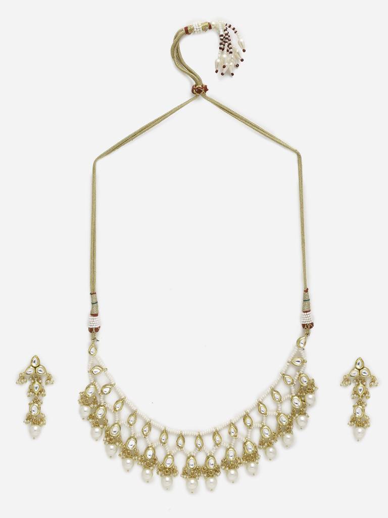 Stone Studded Kundan Choker With Earrings : RUBYM147