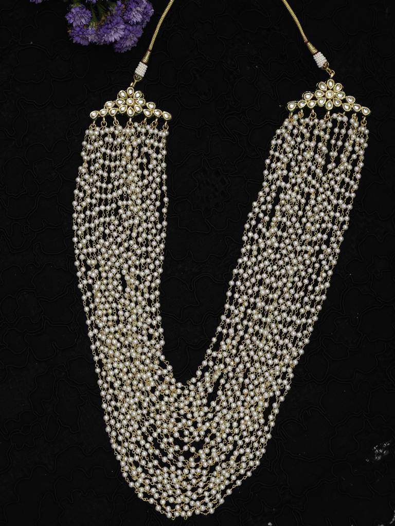 Kundan And Pearl Layered Pearl Neckpiece : RUBYM148