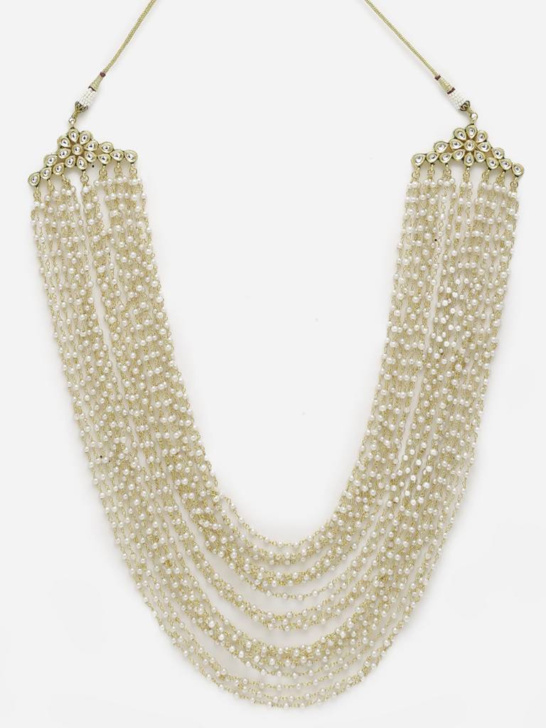 Kundan And Pearl Layered Pearl Neckpiece : RUBYM148