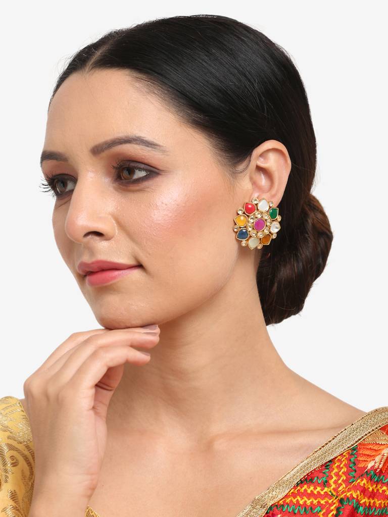 Multi Kundan Studs : RUBYM14