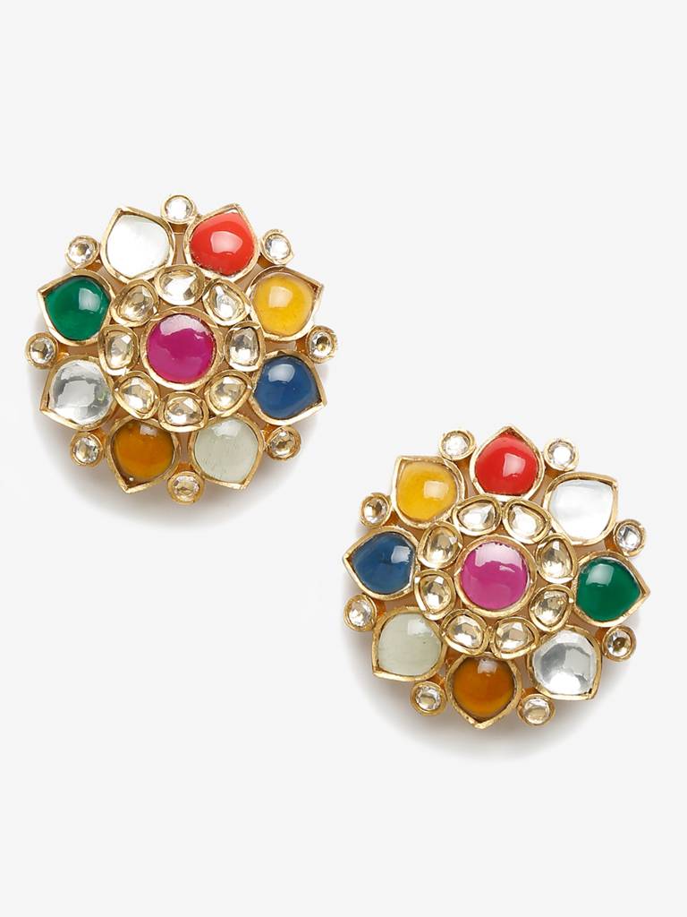 Multi Kundan Studs : RUBYM14