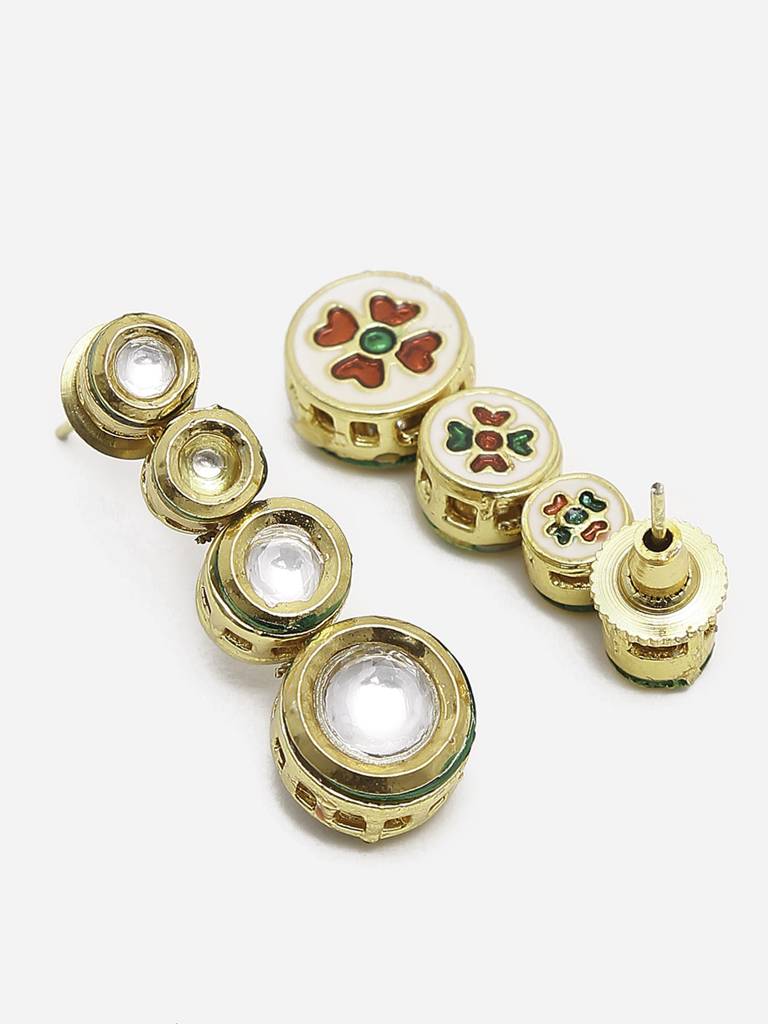 Round Golden Kundan Choker With Earrings : RUBYM152