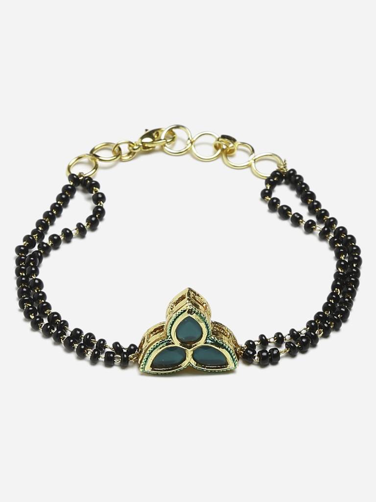 Green Leafy Kundan Bracelet Mangalsutra : RUBYM157