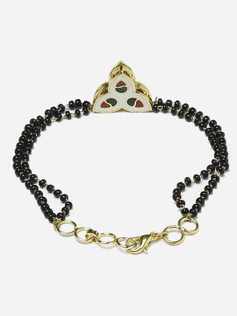 Green Leafy Kundan Bracelet Mangalsutra : RUBYM157