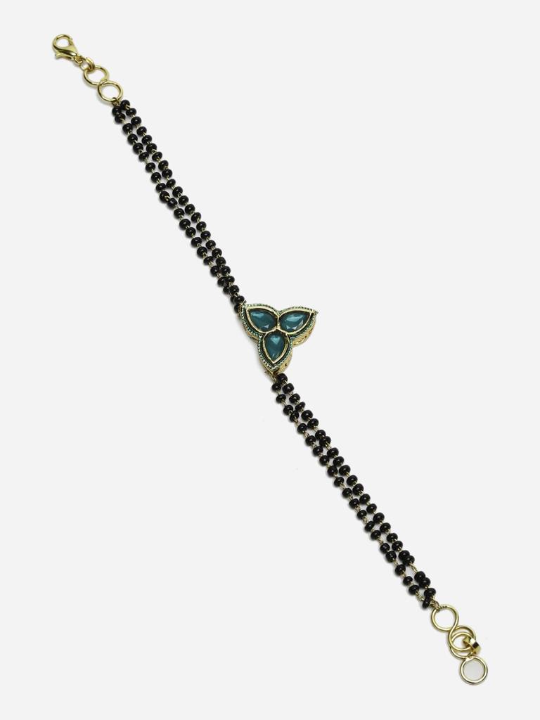 Green Leafy Kundan Bracelet Mangalsutra : RUBYM157