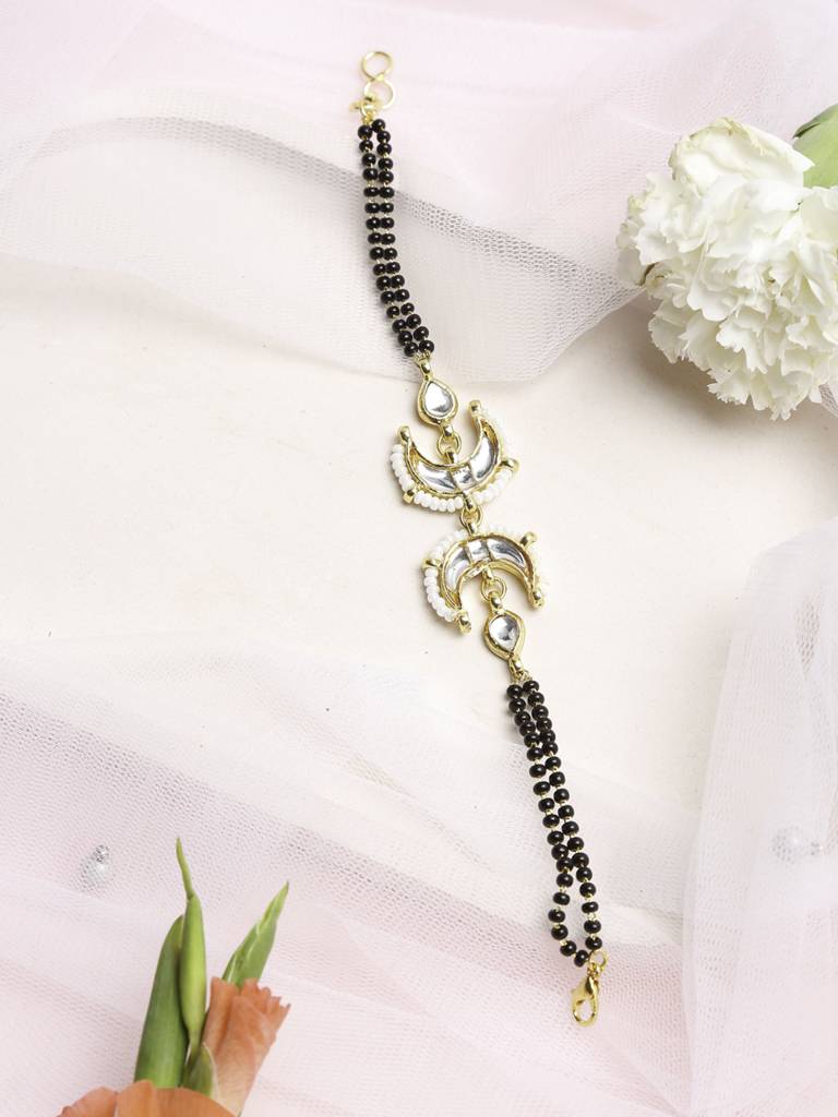 New Moon Kundan Bracelet Mangalsutra : RUBYM158