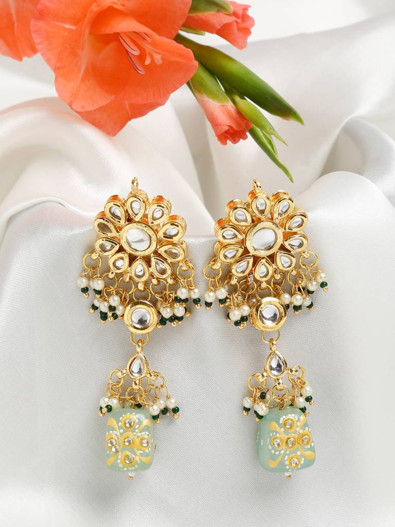 Ethnic Stone Kundan Earrings : RUBYM16
