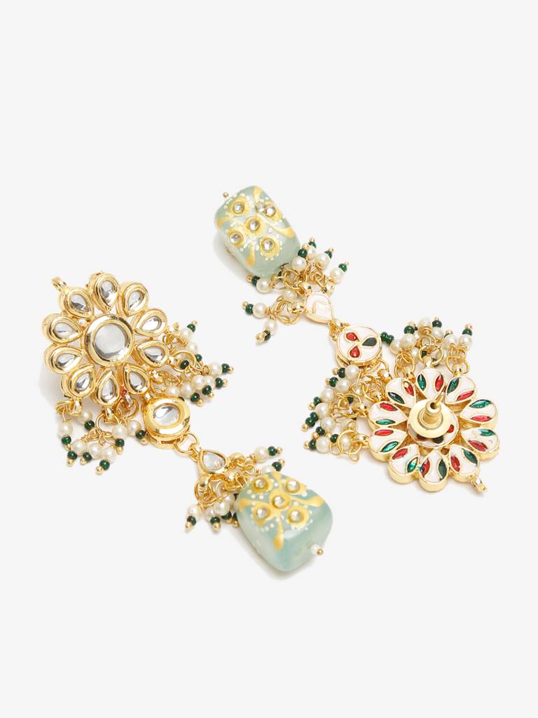 Ethnic Stone Kundan Earrings : RUBYM16