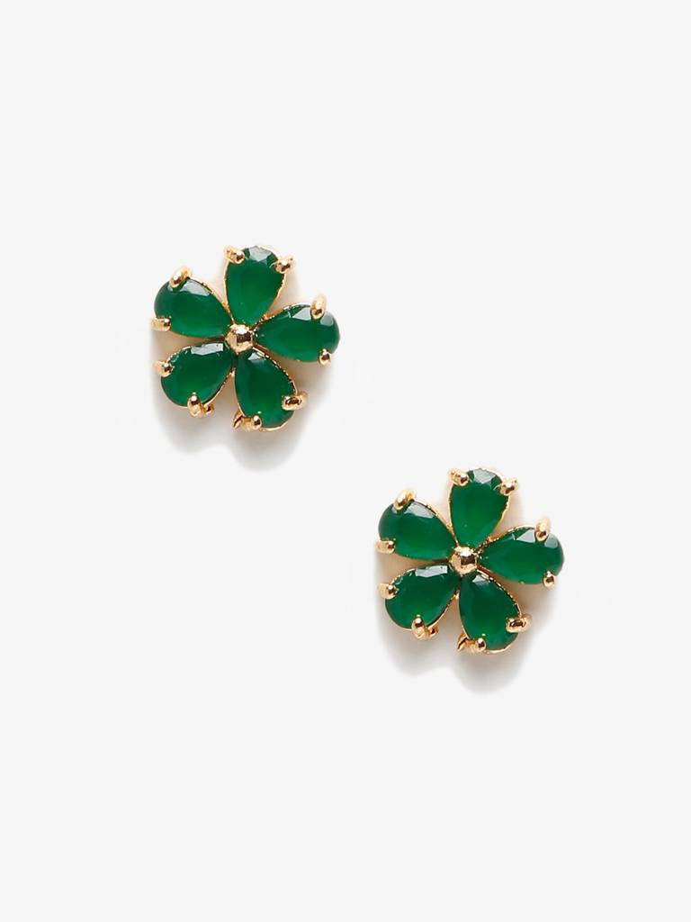 Green Flower Studs : RUBYM1