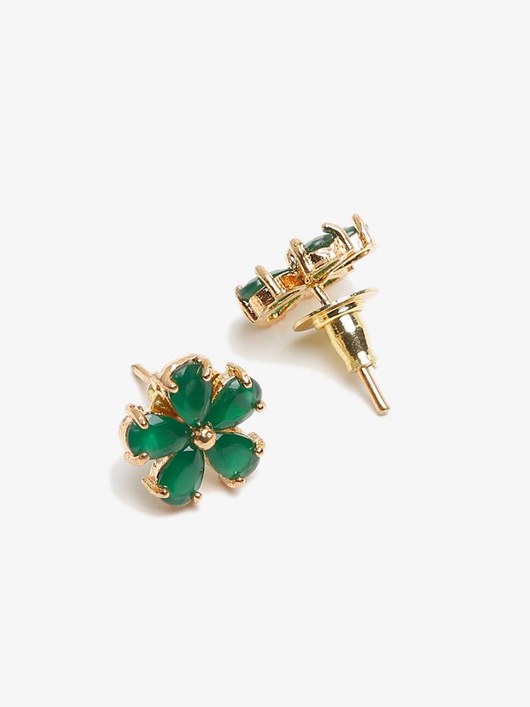 Green Flower Studs : RUBYM1