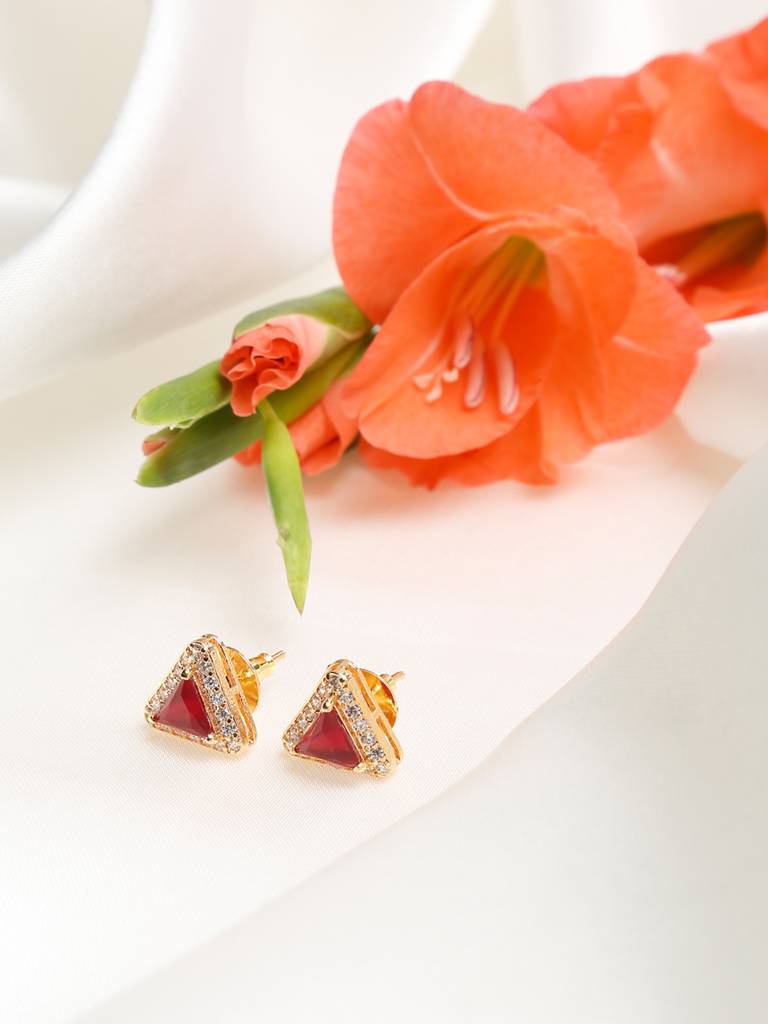 Maroon Diamond Studs : RUBYM27