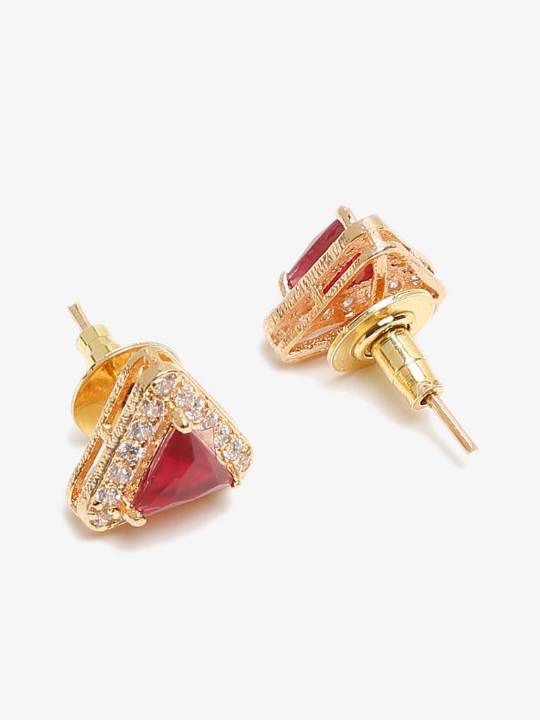 Maroon Diamond Studs : RUBYM27