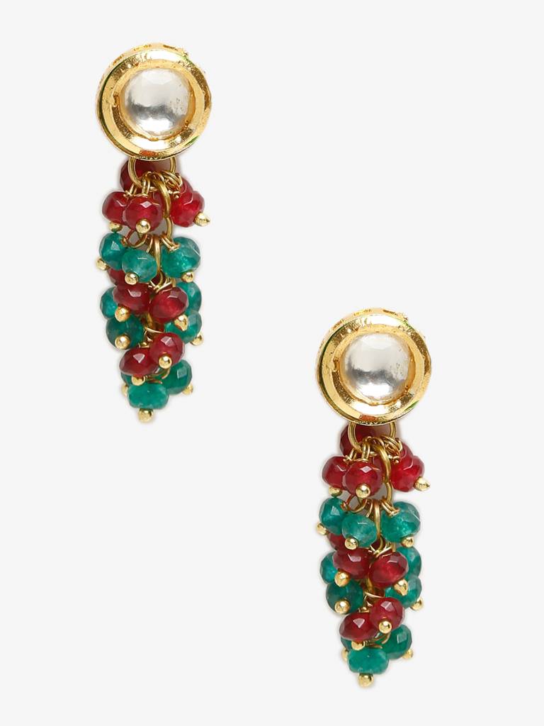 Red Maroon Kundan Earrings : RUBYM29