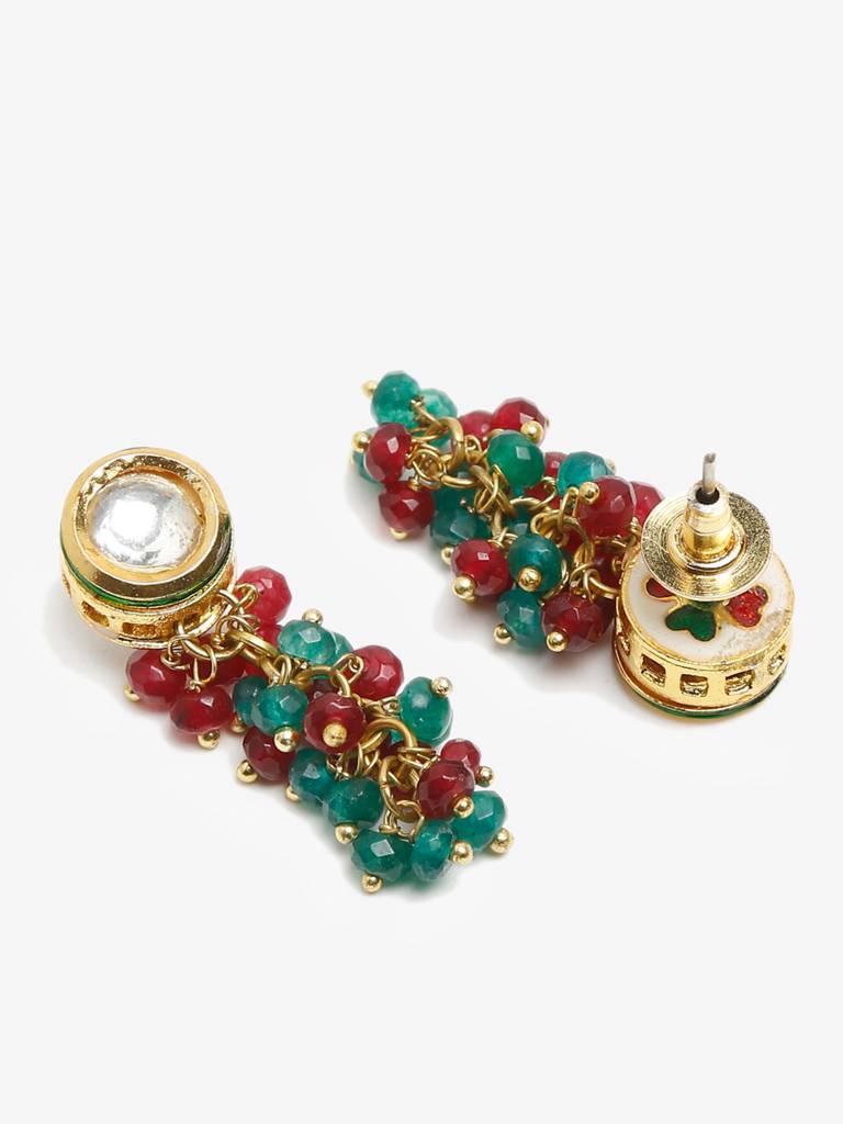 Red Maroon Kundan Earrings : RUBYM29