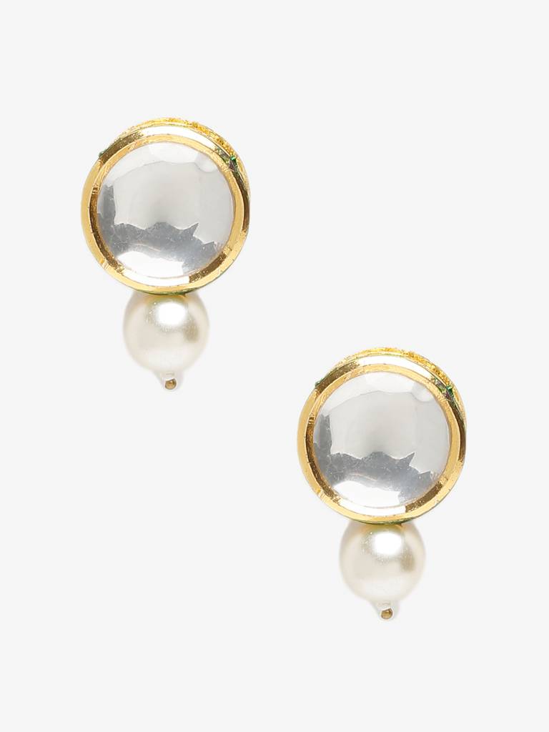 Kundan Studs With Pearl : RUBYM30