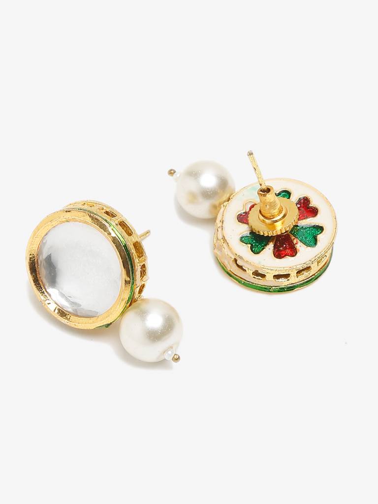 Kundan Studs With Pearl : RUBYM30