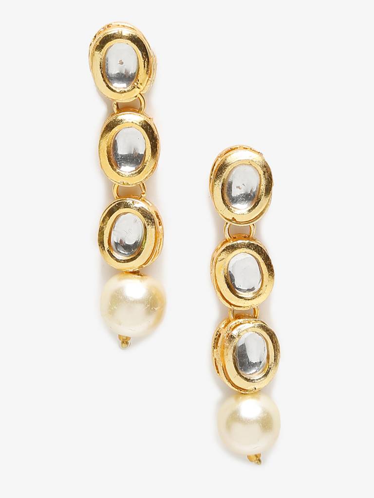 Kundan Oval Earrings With Pearl : RUBYM31