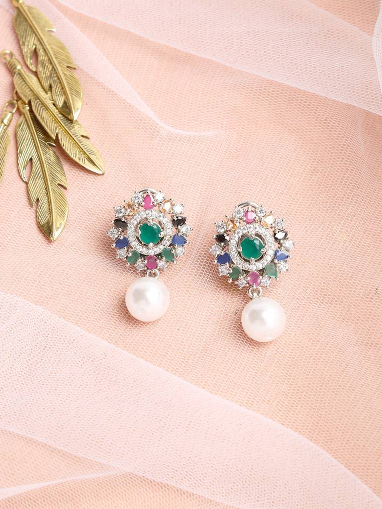 Multicoloured Floral Earrings : RUBYM37