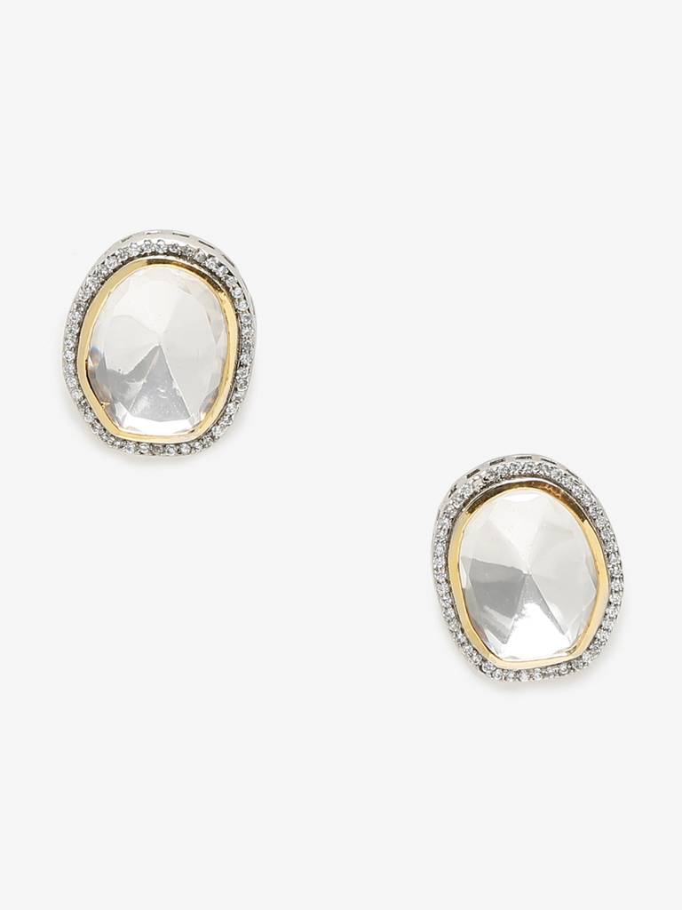 Silver Kundan Studs : RUBYM42
