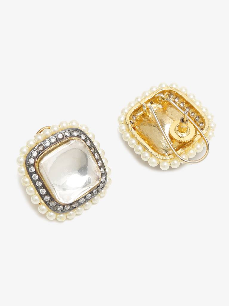 Kundan And Pearl Studs : RUBYM51