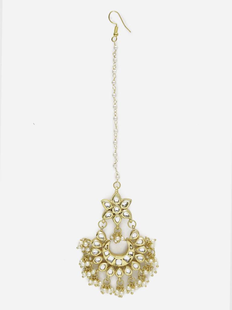 Gold-Plated Kundan Maang Tikka : RUBYM7