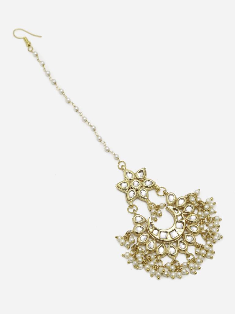 Gold-Plated Kundan Maang Tikka : RUBYM7